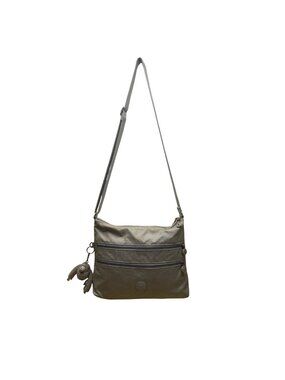 Kipling Women’s Silver Metallic Zippered Pockets Adjustable Strap Crossbody Bag